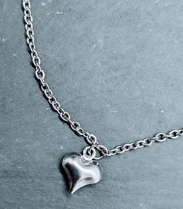Stainless Steel Anklet with Heart Charm