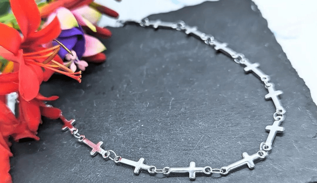 Stainless Steel Cross Chain Link Necklace 