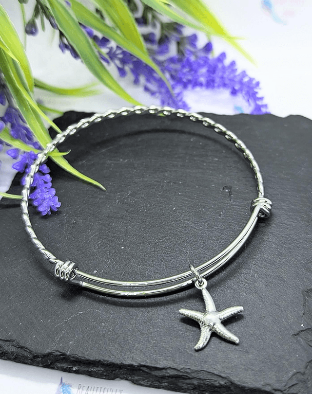 Stainless Steel Bangle with Starfish Charm