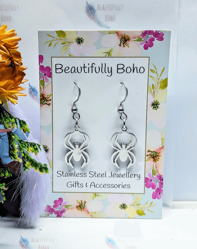 Stainless Steel Dangle/Drop Spider Earrings 