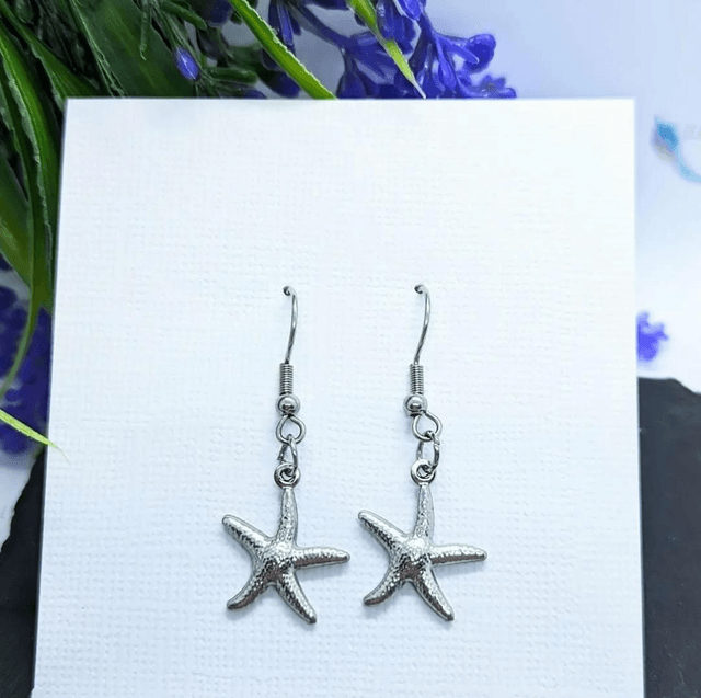 Stainless Steel Starfish Drop Earrings 
