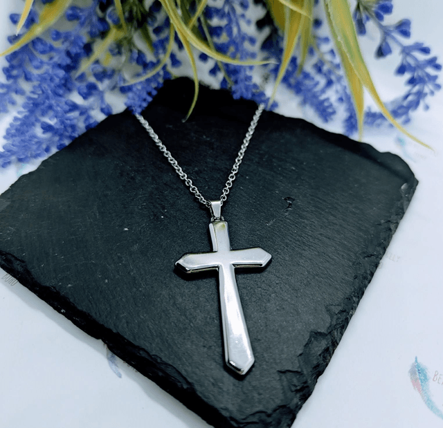 Stainless Steel Necklace With Cross Pendant 