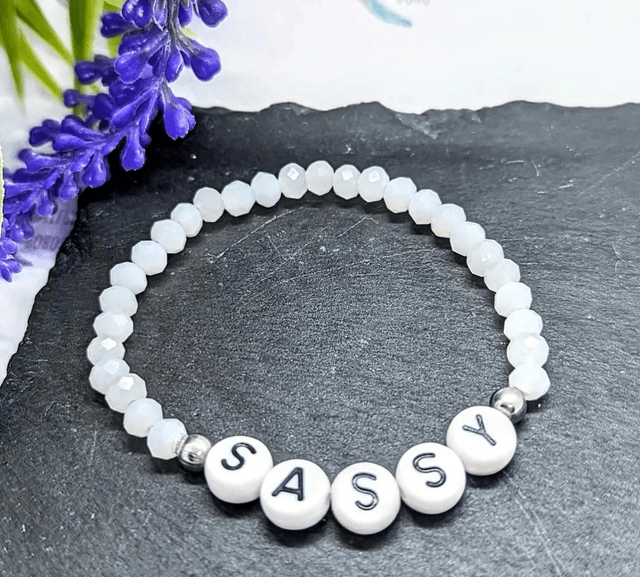 White Ceramic Beaded Stretch "Sassy" Bracelet
