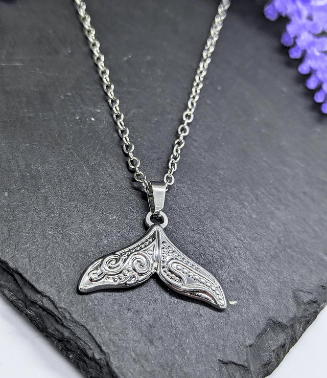 Stainless Steel Necklace with Whale/Mermaid Tail Pendant 