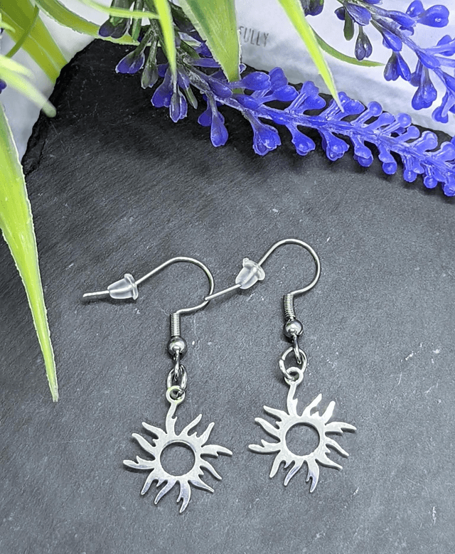 Stainless Steel Sun Drop Earrings 