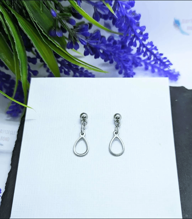 Stainless Steel Teardrop Drop Stud Earrings 