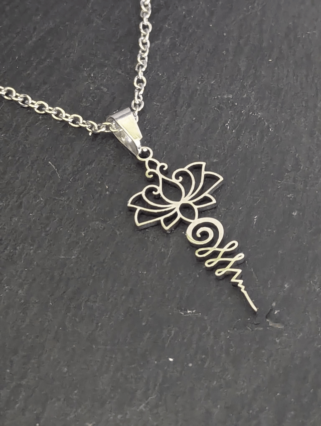Stainless Steel Necklace With Lotus Flower Pendant 