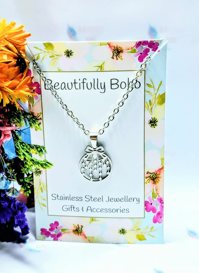 Stainless Steel Christmas Bauble Dangle/Drop Earrings 