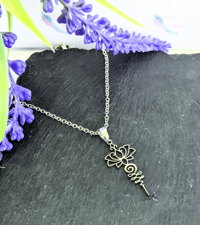 Stainless Steel Necklace With Lotus Flower Pendant 
