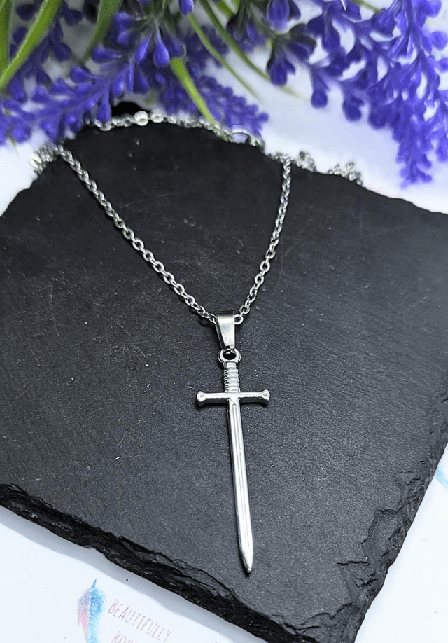 Stainless Steel Necklace with Sword Pendant 