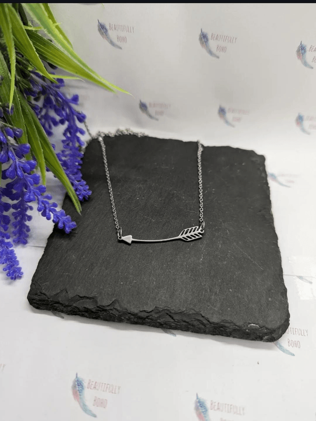 Stainless Steel Necklace with Horizontal Arrow Pendant.
