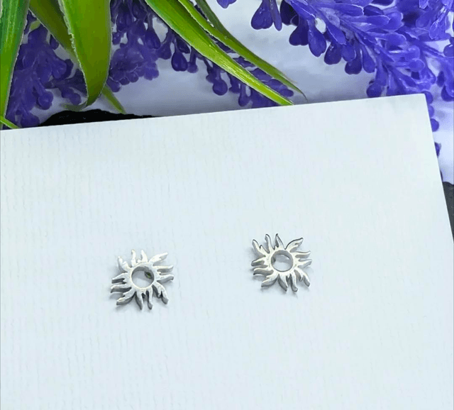 Stainless Steel Sun Stud Earrings 