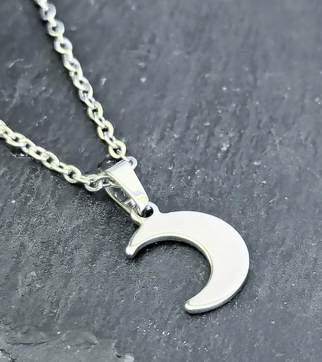Stainless Steel Necklace With Moon Pendant 