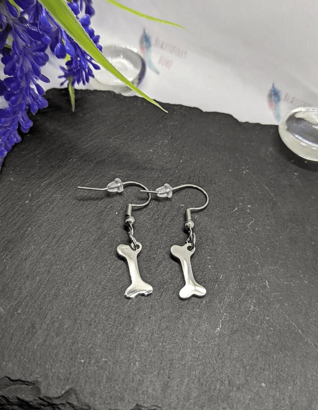 Stainless Steel Bone Drop Earrings 