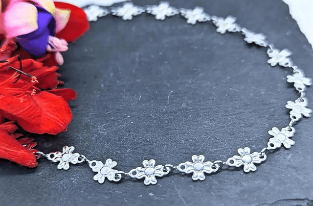 Stainless Steel Floral Boho Link Necklace