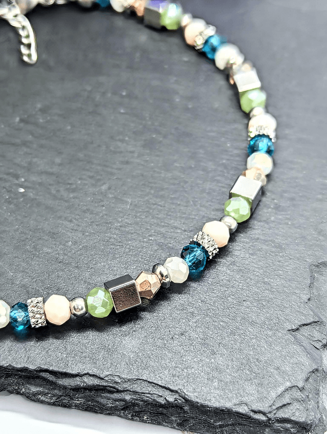 Stainless Steel Pastel Coloured Boho Beaded Anklet 