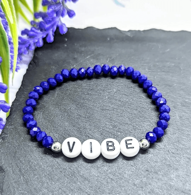 Indigo Ceramic Beaded "Vibe" Children's Stretch Bracelet 