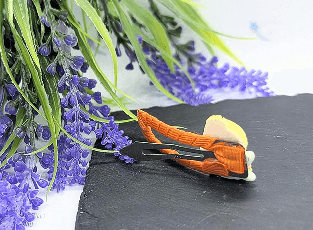 Orange Ribboned Tink Snap Hair Clips 