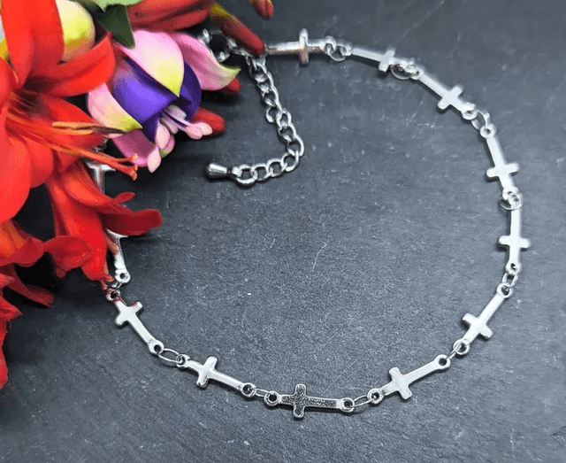 Stainless Steel Cross Link Anklet