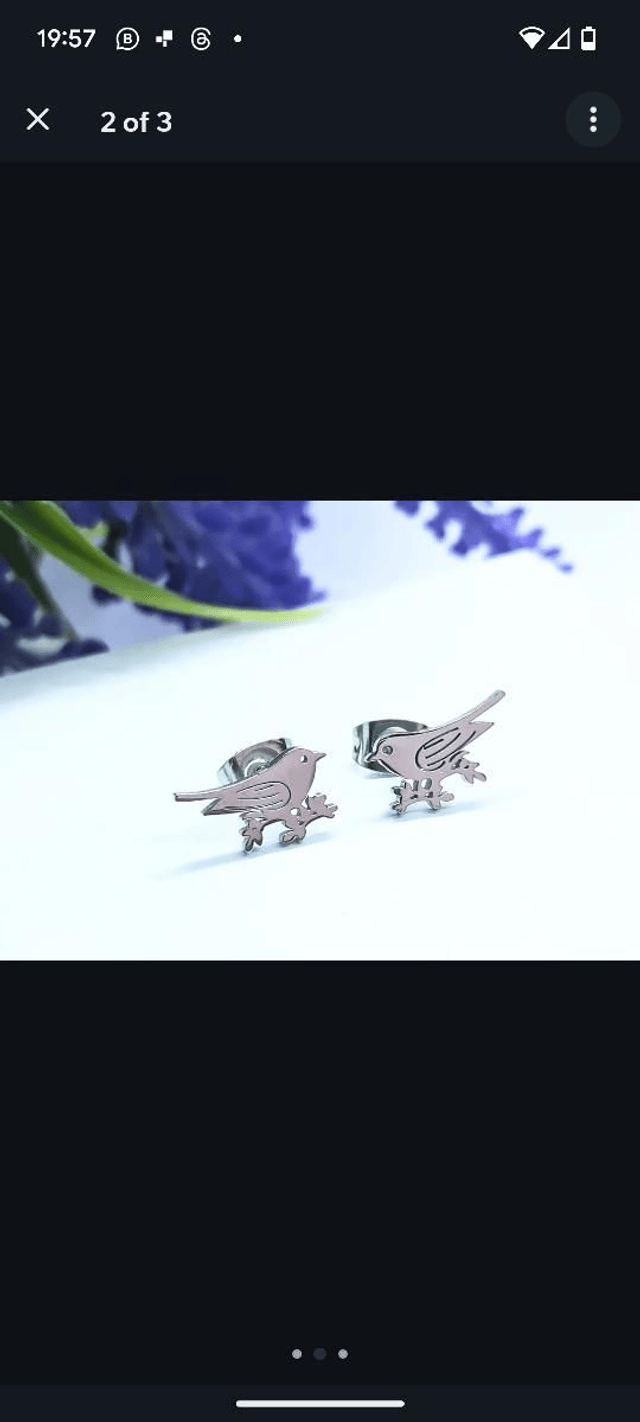 Stainless Steel Bird Stud Earrings 