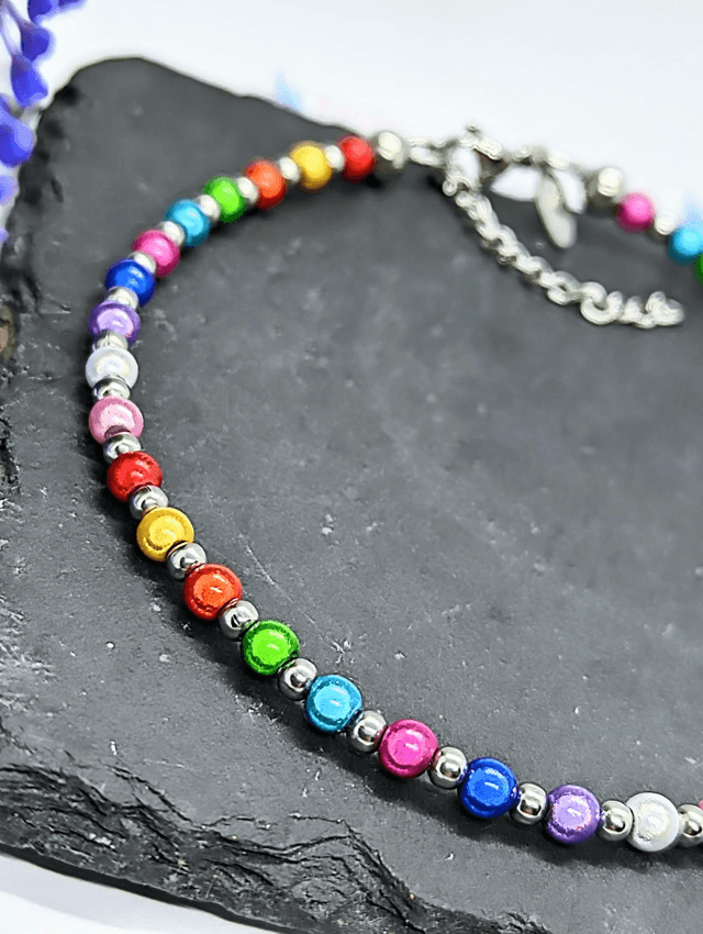 Rainbow Miracle Bead & Stainless Steel Anklet 
