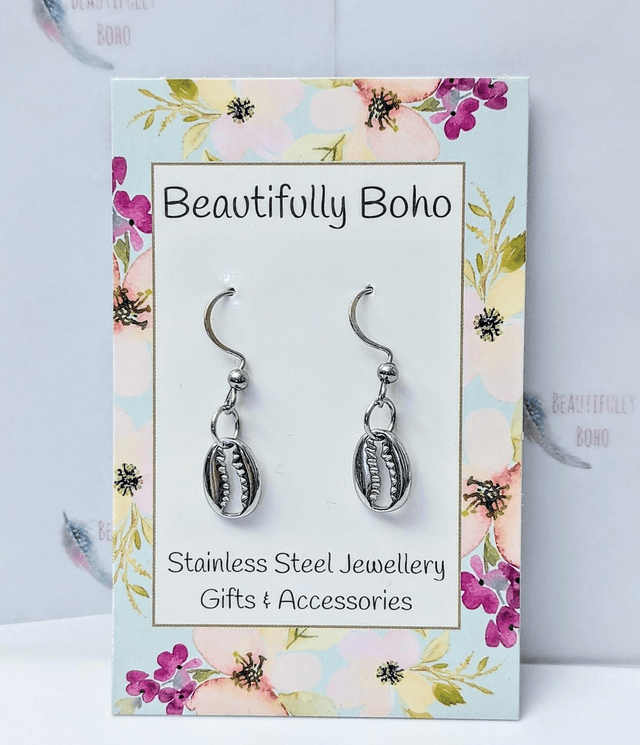 Stainless steel Cowrie Shell Drop Earrings 
