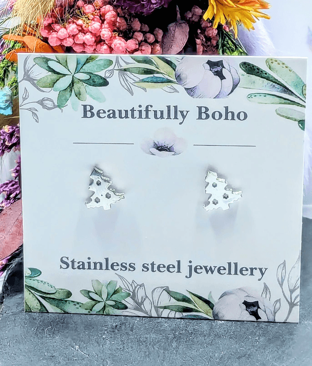 Stainless Steel Christmas Tree Stud Earrings 