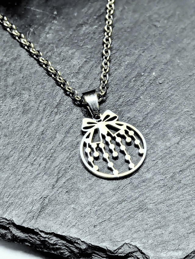 Stainless Steel Necklace With Christmas Bauble Pendant 