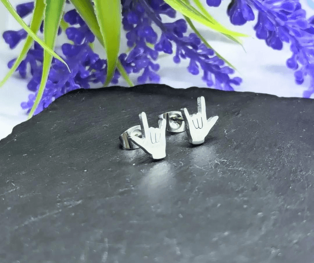 Stainless Steel &quot;Rock Out&quot; Stud Earrings 