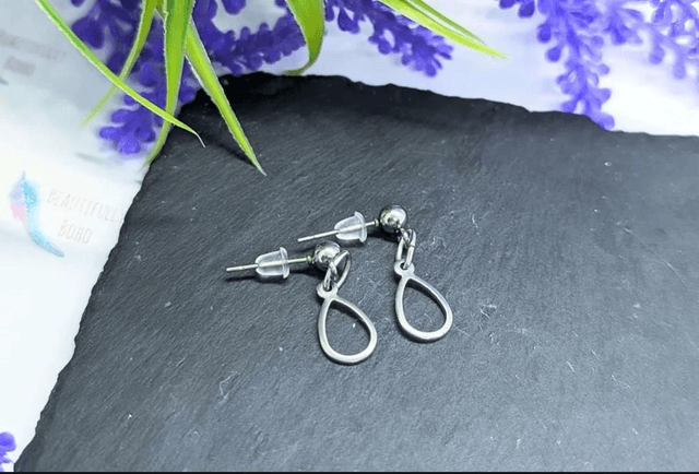 Stainless Steel Teardrop Drop Stud Earrings 