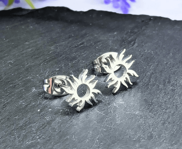 Stainless Steel Sun Stud Earrings 