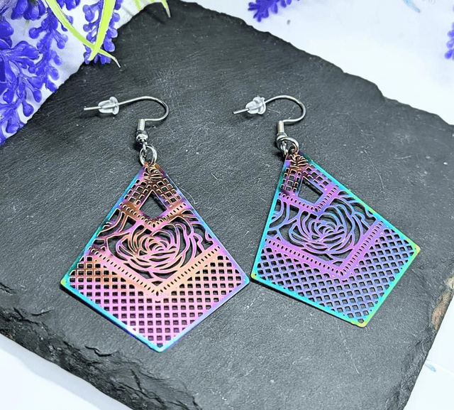 Electroplated Stainless Steel Dainty Diamond Rose Earrings 