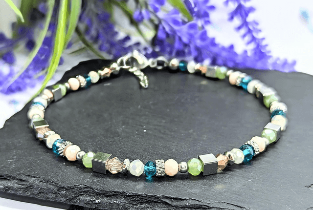 Stainless Steel Pastel Coloured Boho Beaded Anklet 